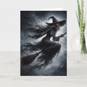 Gruselige Vintage-Hexe Halloween Karte