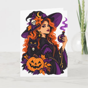 Gruselige Vintage-Hexe Halloween Karte