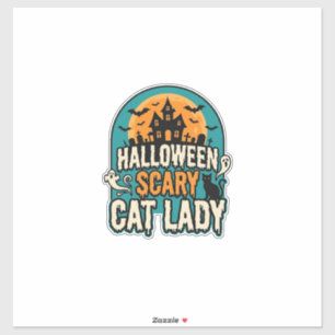 Gruselige Vintage-Hexenhütte Halloween Katzenlady_ Aufkleber