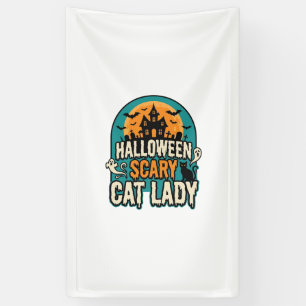 Gruselige Vintage-Hexenhütte Halloween Katzenlady_ Banner