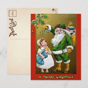Gruselige Vintage-Mistel-Weihnachtspostkarte Postkarte
