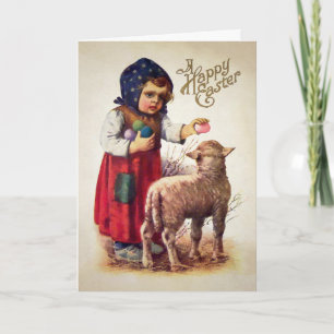 Gruselige Vintage-Osterkarte für Mädchen Feiertagskarte