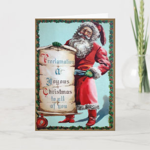 Gruselige Vintage-Weihnachtskarte mit Weihnachtsma Feiertagskarte