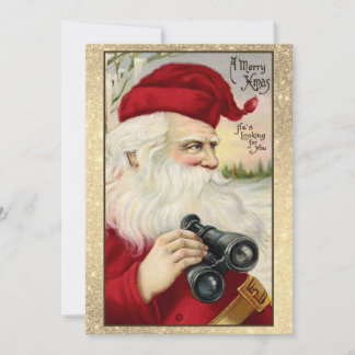 Gruselige Vintage-Weihnachtsmann-Feldstecher Lusti Feiertagskarte
