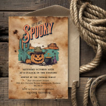 Gruselige Vintage-Western-Halloween-Party-Einladun