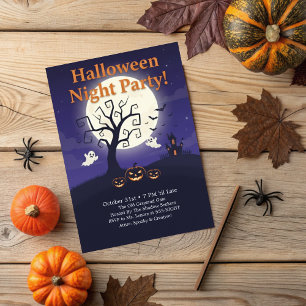 Gruselige Vollmondnacht Einfache Halloween-Party Einladung