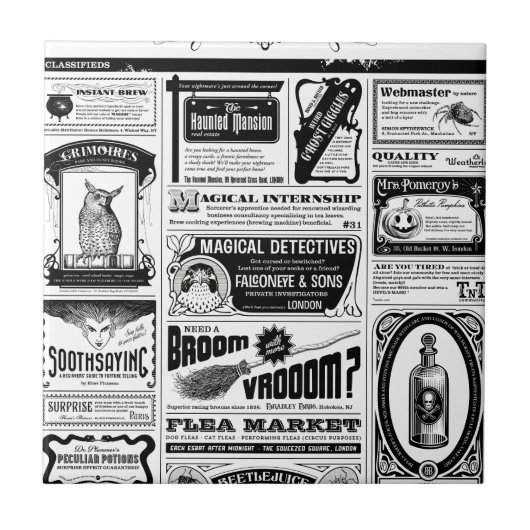 gruselige Zeitung Fliese (Vorderseite)