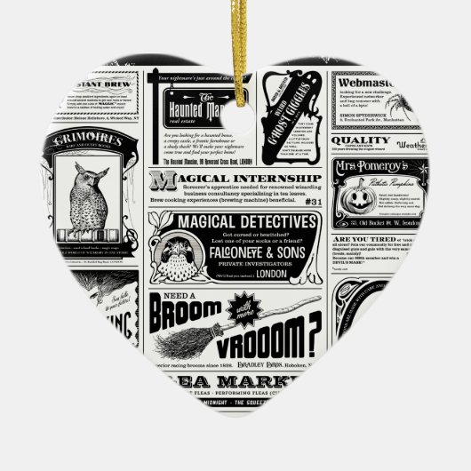 gruselige Zeitung Keramik Ornament (Vorne)