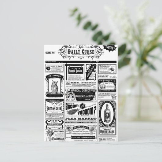 gruselige Zeitung Postkarte (Stehend Vorderseite)