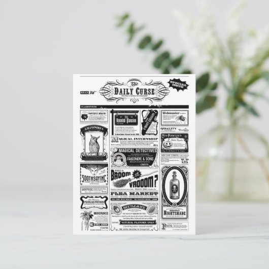 gruselige Zeitung Postkarte (Stehend Vorderseite)