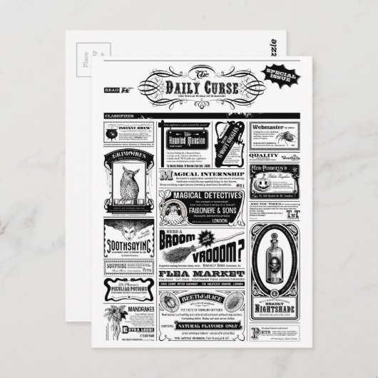 gruselige Zeitung Postkarte (Vorne/Hinten)