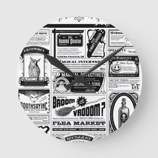 gruselige Zeitung Runde Wanduhr (Vorderseite)