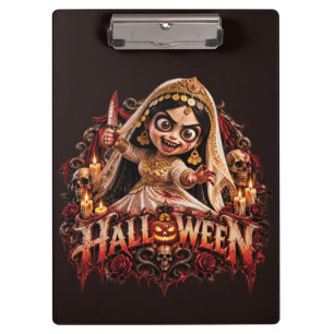 Gruselige Zombie-Braut Halloween-Horror-Kunstprint Klemmbrett
