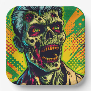 Gruselige Zombie-Halloween-Party Pappteller