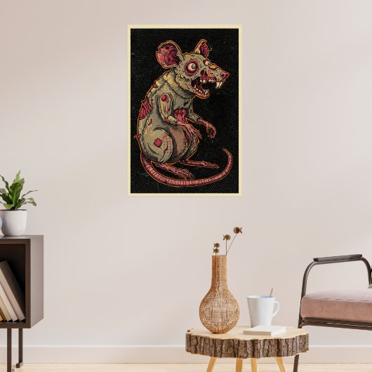 Gruselige Zombie-Ratten-Illustration Poster (Wohnzimmer 3)