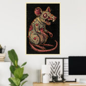 Gruselige Zombie-Ratten-Illustration Poster (Heimbüro)