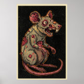 Gruselige Zombie-Ratten-Illustration Poster (Vorne)
