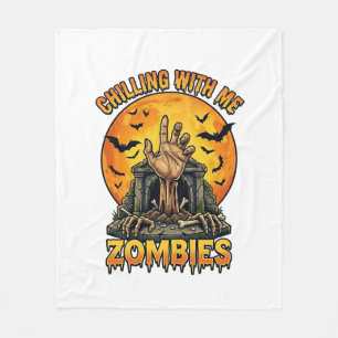 Gruselige Zombies Hand Grabstein Vollmond Fledermä Fleecedecke