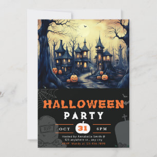 Gruseligen Halloween-Häuser Kürbisse Halloween Einladung