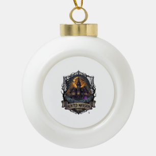 Gruseligen Mansion-Touren Halloween-Gotisches Haus Keramik Kugel-Ornament