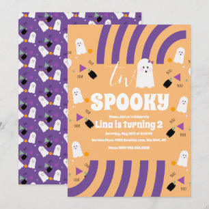 Gruseligen zwei groovy Buchstaben Halloween-Geiste Einladung