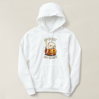 Gruseliger aber schläfriger süßer Geist-Kürbis-Hal Hoodie