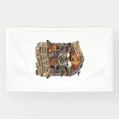Gruseliger als Bücher Überfällige Gebühren Skelett Banner (Horizontal)