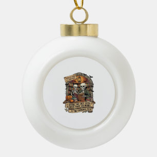 Gruseliger als Bücher Überfällige Gebühren Skelett Keramik Kugel-Ornament