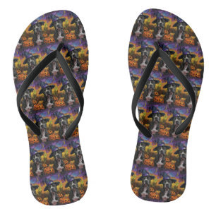 Gruseliger American Staffordshire Halloween-Kürbis Badesandalen