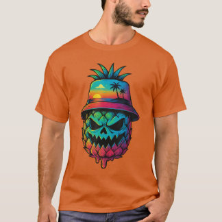 Gruseliger Ananas Tropisches Obst Sommer Halloween T-Shirt
