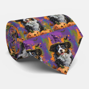 Gruseliger Australian Shepherd Halloween Hexe Kürb Krawatte