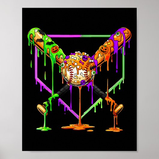 Gruseliger Baseball-Eis-Drip Home Plate Tröpfelnd Poster (Vorne)