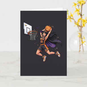 Gruseliger Basketball-Mummy-Dunking-Kürbis Karte