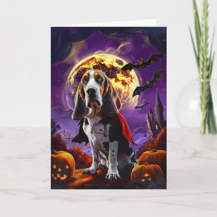 Gruseliger Basset Hound Hund Kürbisse Halloween Karte