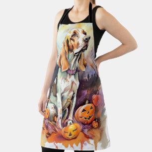 Gruseliger Basset Hound mit Kürbissen Halloween Schürze