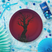 Gruseliger Baum Glitter Halloween Pappteller (Party)