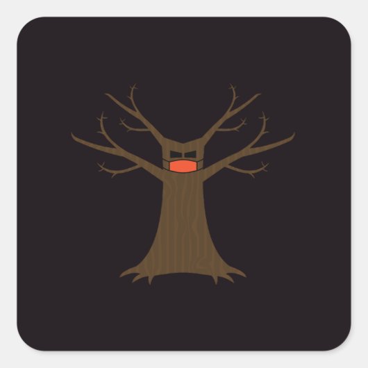 Gruseliger Baum mit Gesichtsmaske Sticker (Vorderseite)