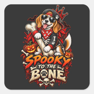 Gruseliger Beagle Halloween Lustiger Skeleton Quadratischer Aufkleber