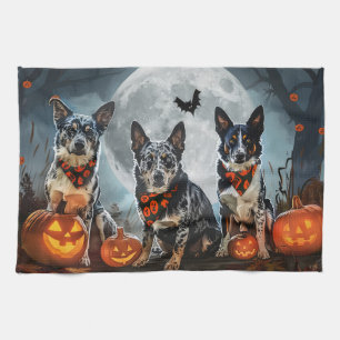 Gruseliger Blue Heeler Halloween Geschirrtuch