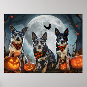 Gruseliger Blue Heeler Halloween Poster