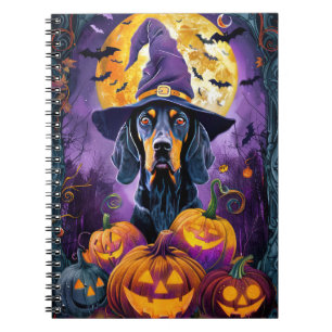 Gruseliger Bluetick Coonhound Halloween Hexe Kürbi Notizblock