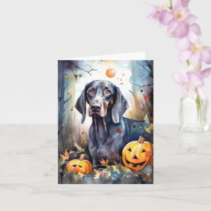 Gruseliger Bluetick Coonhound mit Kürbissen Hallow Karte