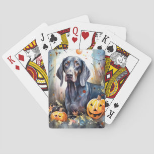 Gruseliger Bluetick Coonhound mit Kürbissen Hallow Spielkarten