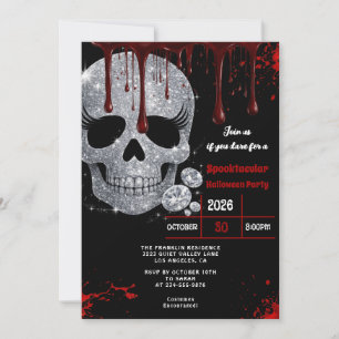 Gruseliger blutiger Totenkopf Erwachsene Halloween Einladung