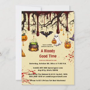 Gruseliger Blutspritzer-Halloween-Party Einladung