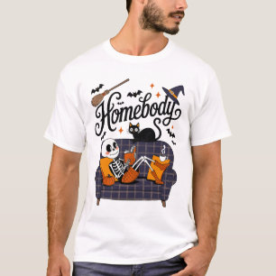 Gruseliger Bücherwurm – Gemütliches Skelett liest T-Shirt
