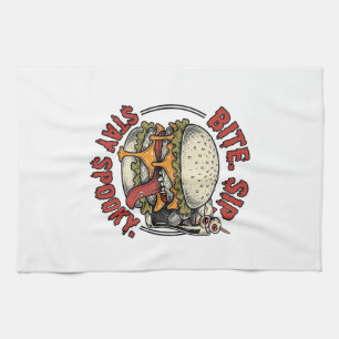 Gruseliger Burger-Shirt Vintage-Gravur Halloween G Geschirrtuch
