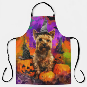 Gruseliger Cairn Terrier Hund Halloween Hexe Kürbi Schürze