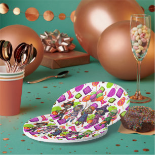 Gruseliger Candy Zombie Mashup für Halloween Pappteller