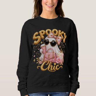 Gruseliger Chic-Geist-Pullover, Rosa Halloween-Cre Sweatshirt